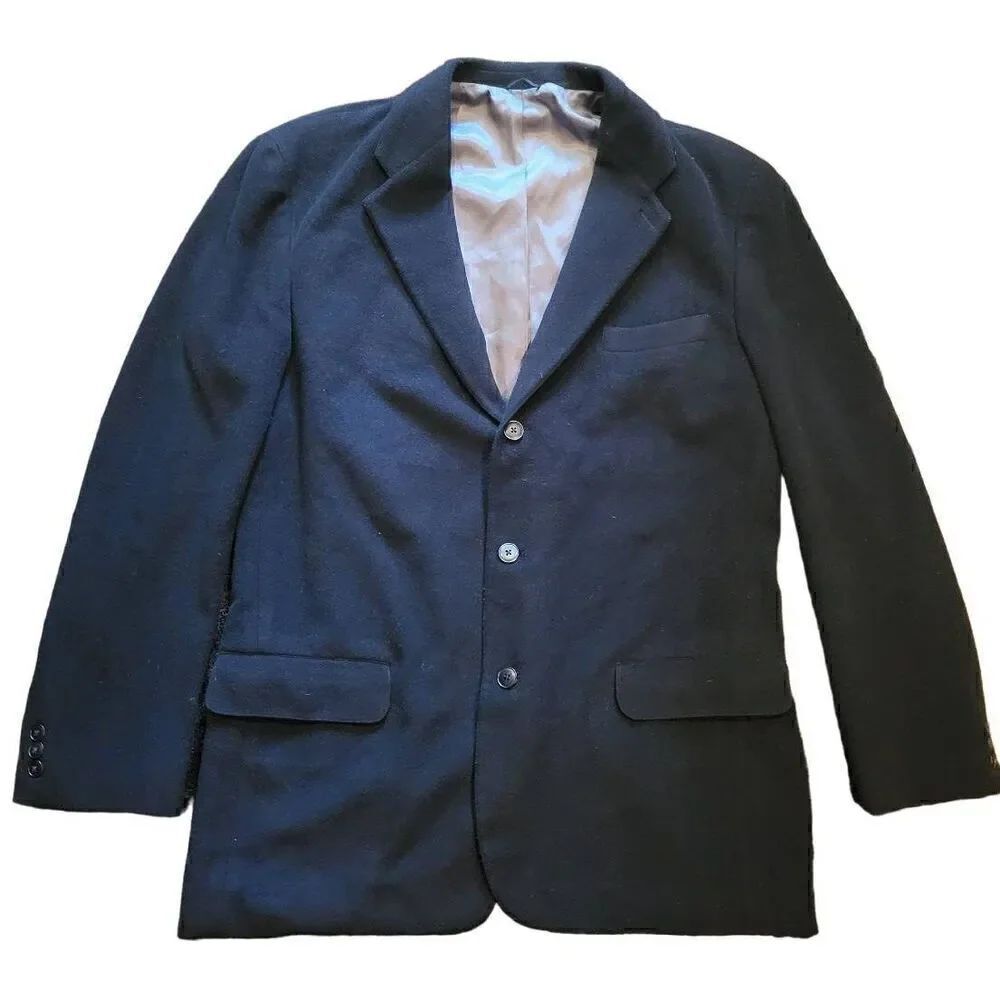 J. Crew Blazer Men's 42 Long Black Wool Cashmere USA Made